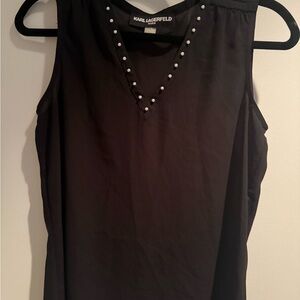 Karl Lagerfeld Black Studded Blouse